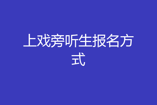 上戏旁听生报名方式