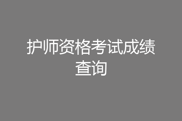 护师资格考试成绩查询