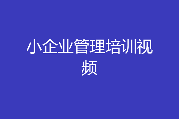 小企业管理培训视频