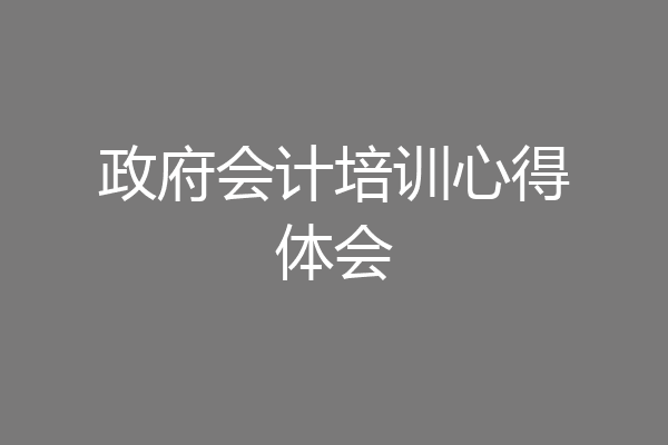 政府会计培训心得体会
