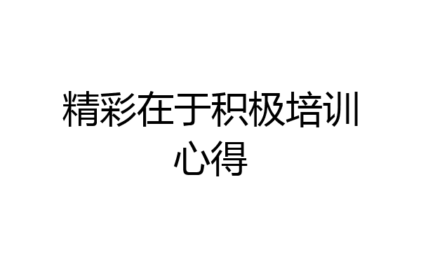 精彩在于积极培训心得