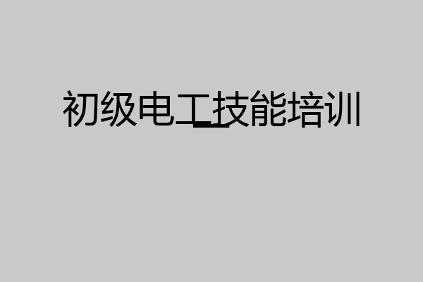 初级电工技能培训一