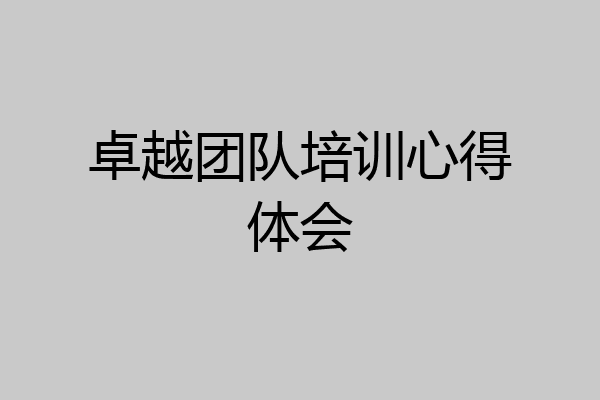 卓越团队培训心得体会