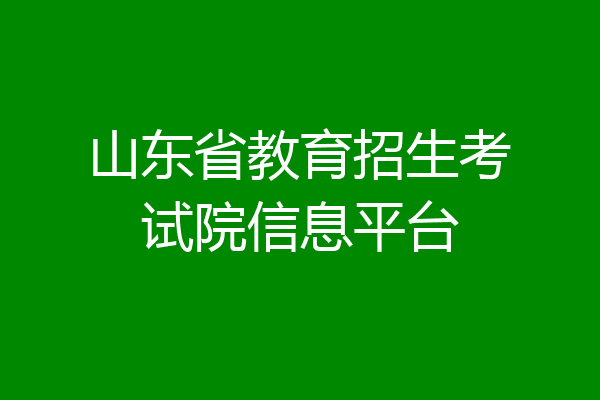 山东省教育招生考试院信息平台