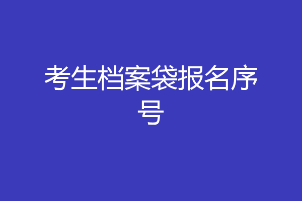 考生档案袋报名序号