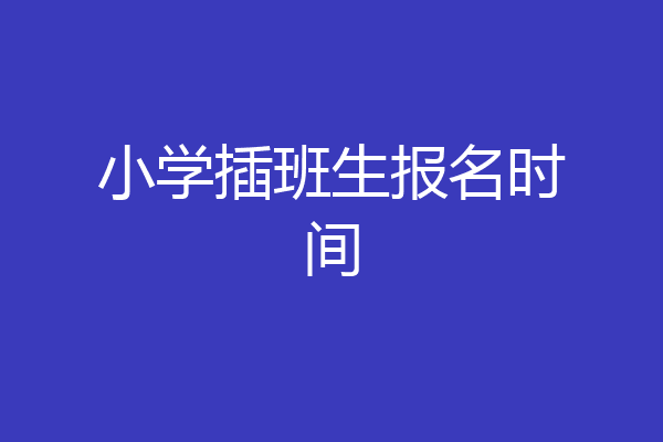 小学插班生报名时间