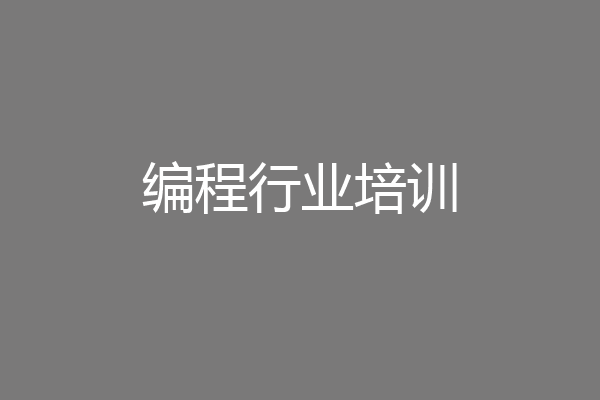 编程行业培训