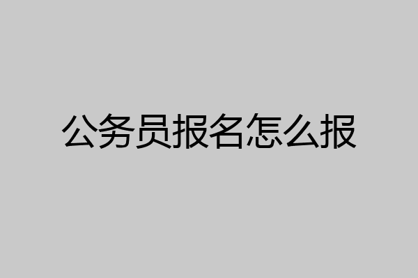 公务员报名怎么报