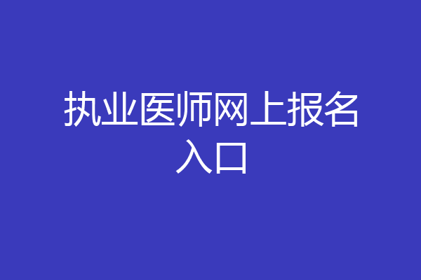 执业医师网上报名入口