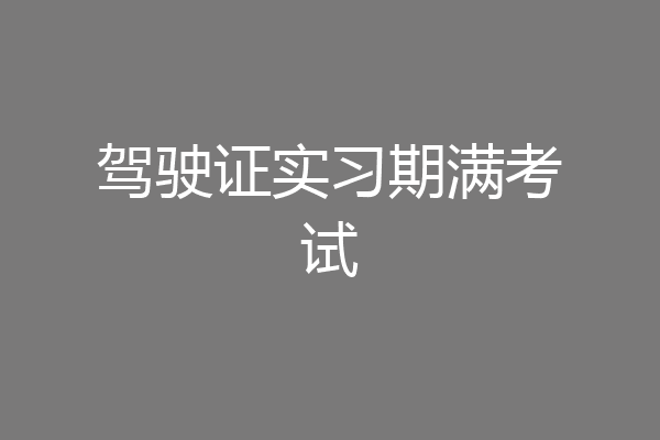 驾驶证实习期满考试