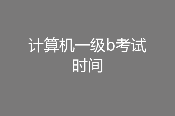 计算机一级b考试时间