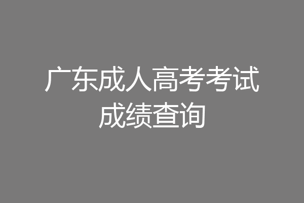 广东成人高考考试成绩查询