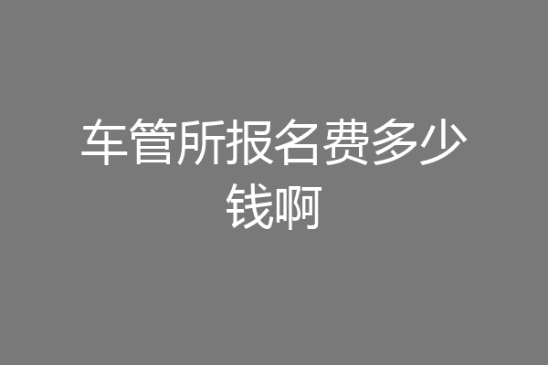车管所报名费多少钱啊