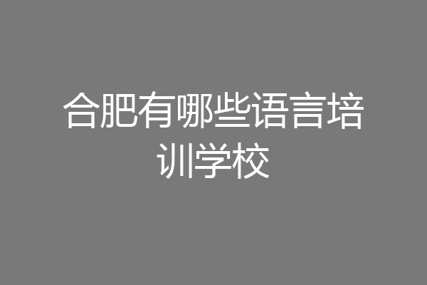 合肥有哪些语言培训学校