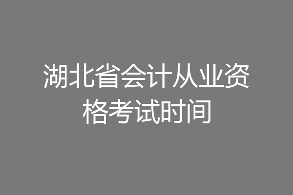 湖北省会计从业资格考试时间
