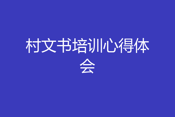 村文书培训心得体会
