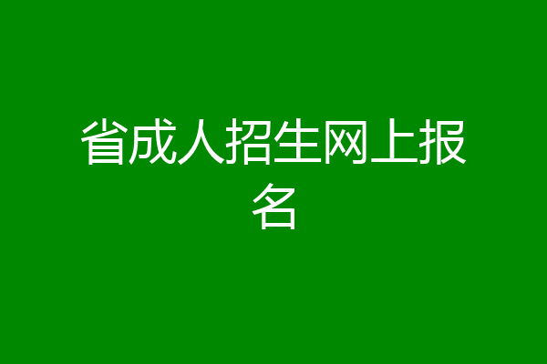 省成人招生网上报名