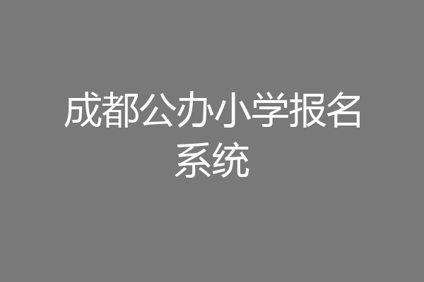 成都公办小学报名系统