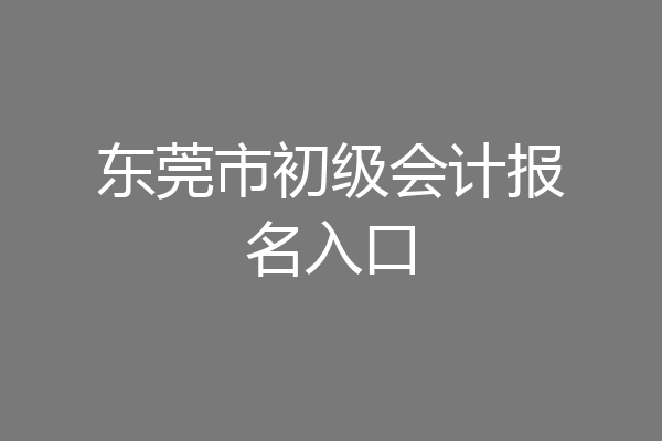 东莞市初级会计报名入口