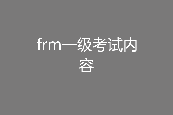 frm一级考试内容