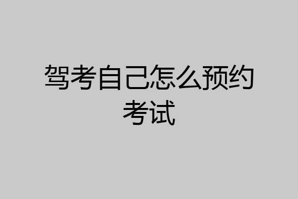 驾考自己怎么预约考试