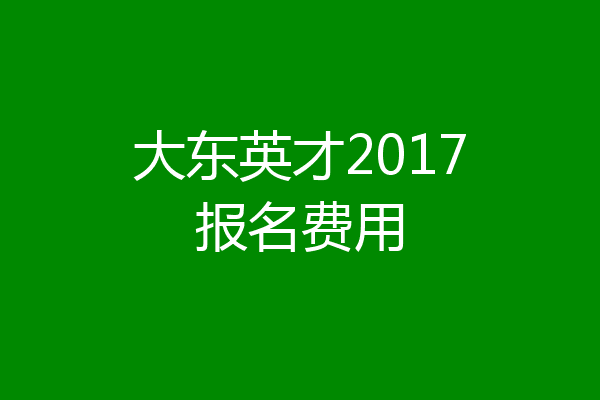 大东英才2017报名费用