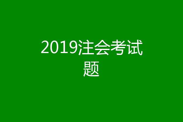 2019注会考试题