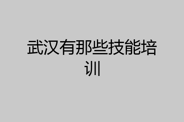 武汉有那些技能培训