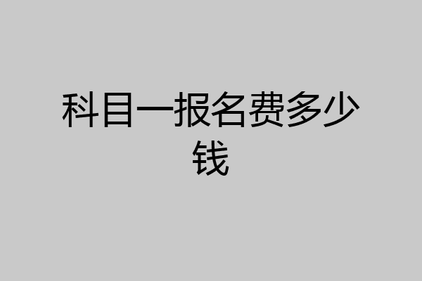 科目一报名费多少钱