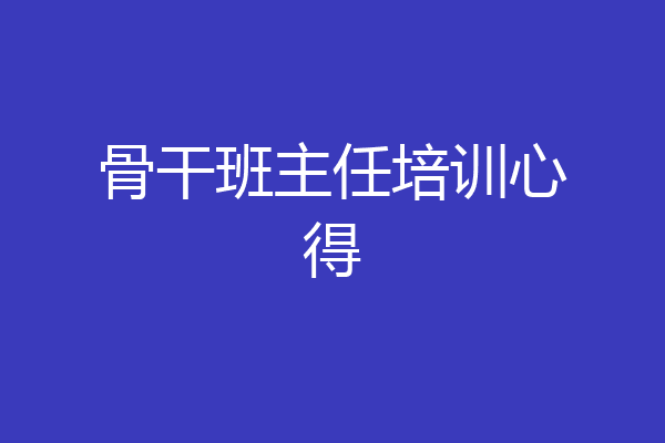 骨干班主任培训心得