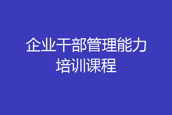 企业干部管理能力培训课程