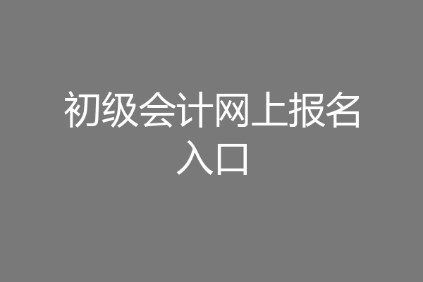 初级会计网上报名入口
