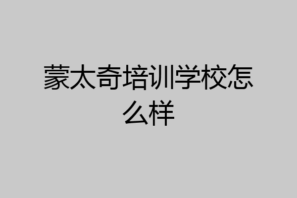 蒙太奇培训学校怎么样