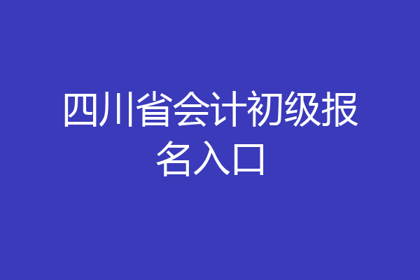 四川省会计初级报名入口