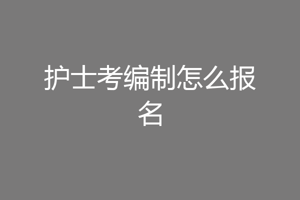 护士考编制怎么报名