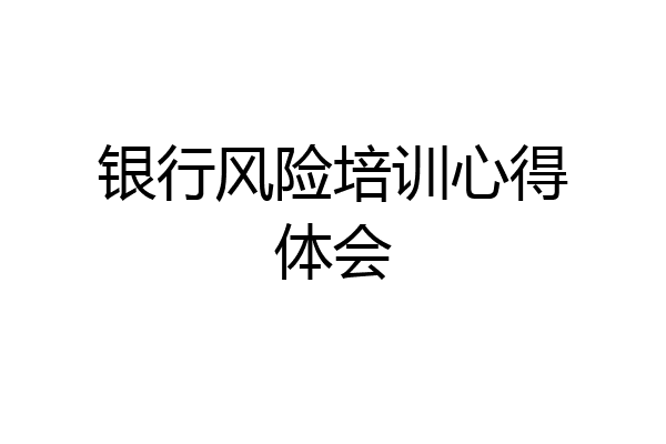 银行风险培训心得体会