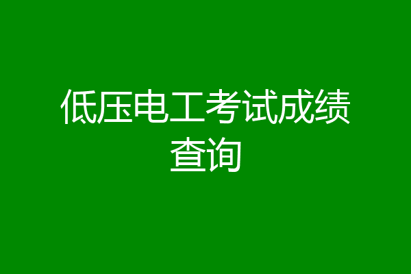 低压电工考试成绩查询