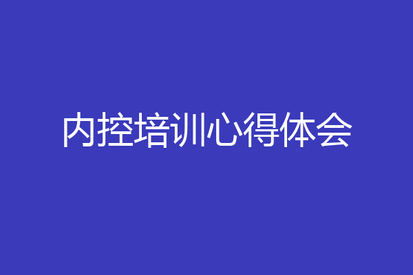 内控培训心得体会