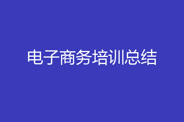 电子商务培训总结