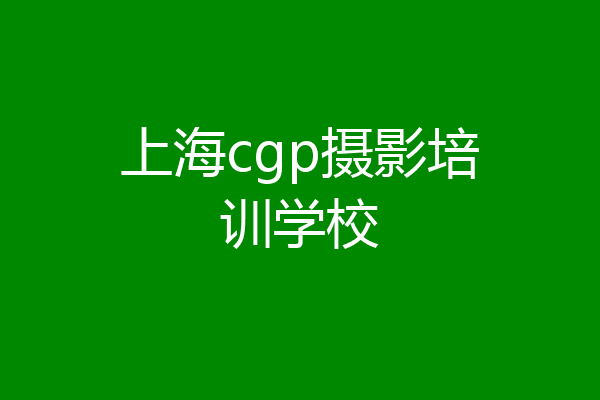 上海cgp摄影培训学校
