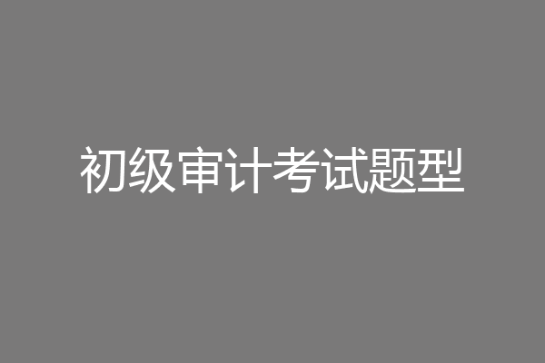 初级审计考试题型