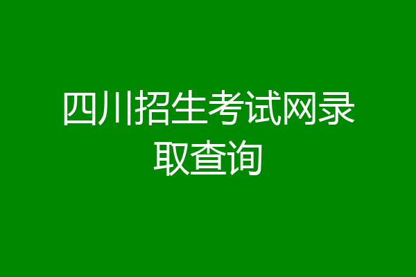 四川招生考试网录取查询