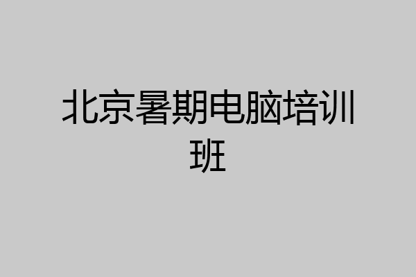 北京暑期电脑培训班