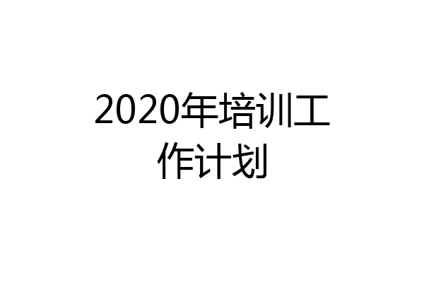 2020年培训工作计划