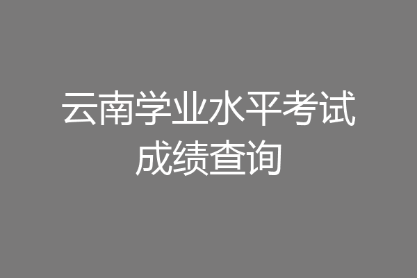 云南学业水平考试成绩查询