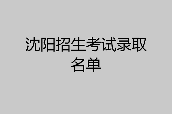 沈阳招生考试录取名单