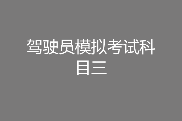 驾驶员模拟考试科目三