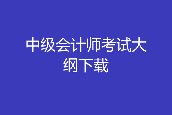 中级会计师考试大纲下载