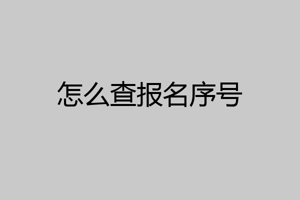 怎么查报名序号