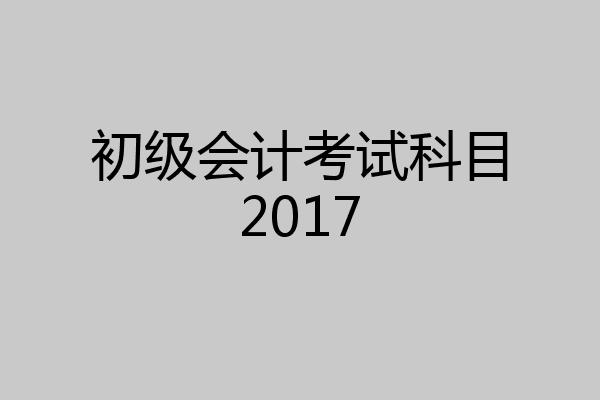 初级会计考试科目2017